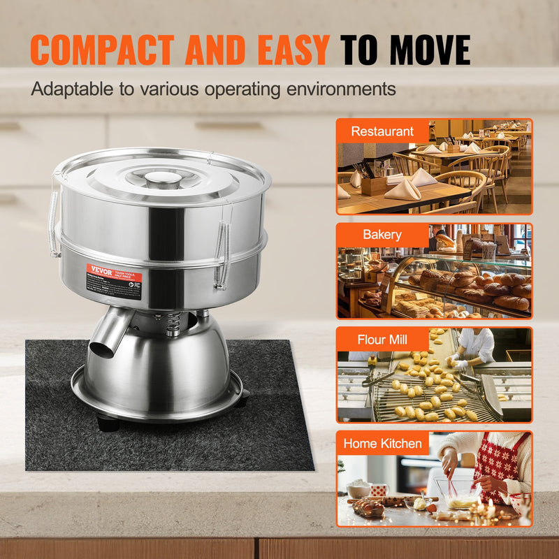 VEVOR Elektriskā vibrējošā sietu mašīna ar 40+60 acīm, automātiskais sietotājs un trīskāršotājs