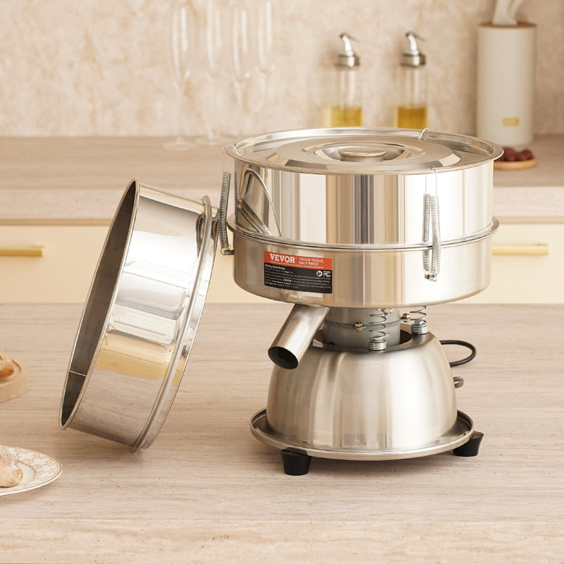 VEVOR Elektriskā vibrējošā sietu mašīna ar 40+60 acīm, automātiskais sietotājs un trīskāršotājs