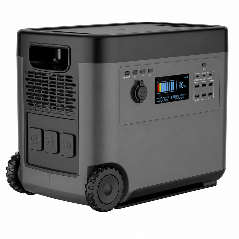 Piegāde līdz 14 dienām_SWALLE D5 mobilā LiFePO4 elektrostacija, 2500 W, 2160 Wh, 4000 W maksimālā jauda, 4 AC kontaktligzdas, MPPT, bezvadu uzlāde un 100 W USB-C