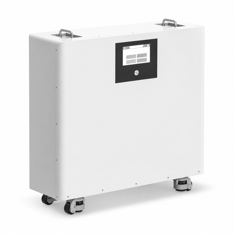LiFePO4 mājas enerģijas uzkrāšanas akumulators, 51,2 V, 628 Ah, 32,15 kWh, 300 A viedā BMS, skārienekrāns, CAN, RS485, RS232 un riteņi