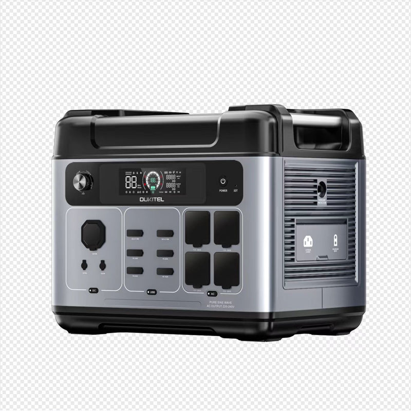 Piegāde līdz 14.dienām_OUKITEL P2001 Plus mobilā elektrostacija, 2400 W, 2048 Wh, LiFePO4, 4800 W maksimālā jauda, EPS, Wi-Fi, Bluetooth un 500 W saules uzlāde