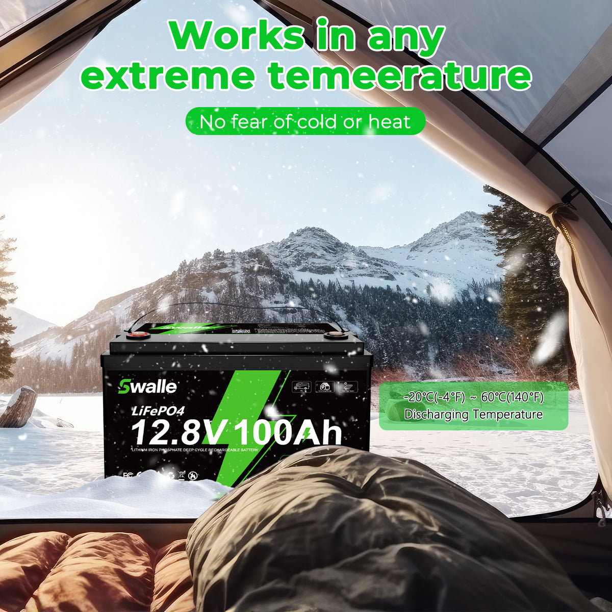 Delivery up to 14 days_LANPWR LiFePO4 Deep Cycle Battery, 12.8 V, 100 Ah, 1280 Wh, 100 A BMS, IP65