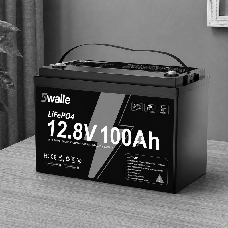 Piegāde līdz 14.dienām_LANPWR LiFePO4 dziļās izlādes akumulators, 12,8 V, 100 Ah, 1280 Wh, 100 A BMS, IP65