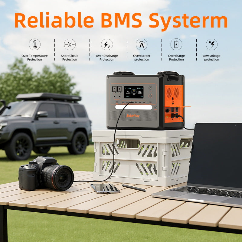 Mobilā LiFePO4 elektrostacija ar ratiņiem, 2400 W, 2304 Wh, 230 V, UPS, MPPT, 500 W saules uzlādi un 100 W USB-C