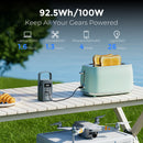 Q100 pārnēsājama LiFePO4 uzlādes stacija, 96,2 Wh, 26 000 mAh, 100 W divvirzienu USB-C ātrā uzlāde, 5 pieslēgvietas un displejs