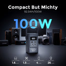 Q100 pārnēsājama LiFePO4 uzlādes stacija, 96,2 Wh, 26 000 mAh, 100 W divvirzienu USB-C ātrā uzlāde, 5 pieslēgvietas un displejs