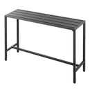 Āra bāra galds, 140 × 37,5 cm, ar ūdensizturīgu virsmu un stabilu metāla rāmi, taisnstūra letes augstuma galds balkoniem, pagalmiem, pie džakuzi, baseina vai iekštelpām