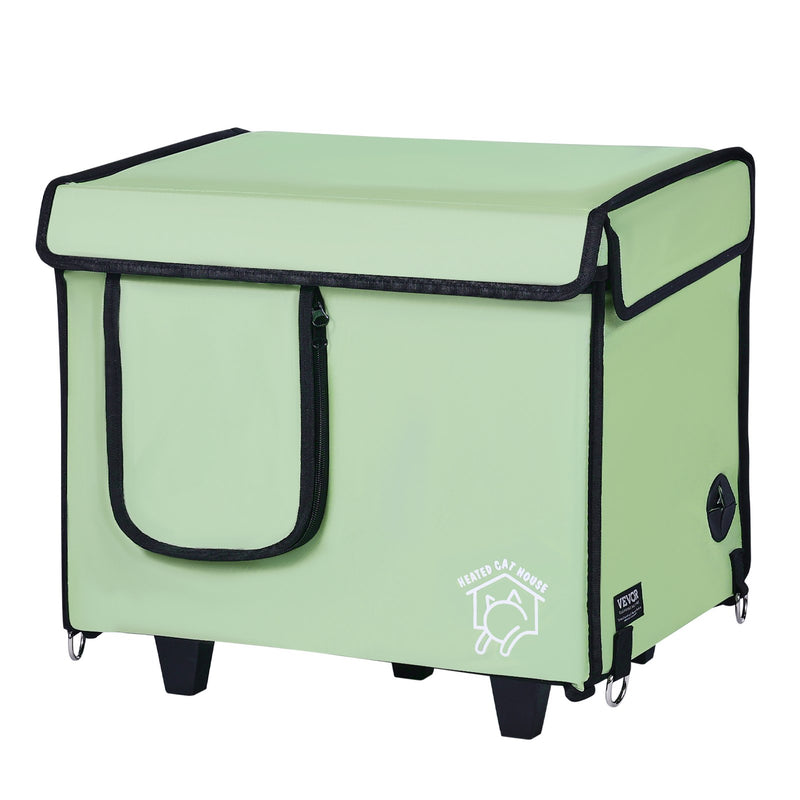 VEVOR paaugstināta apsildāma kaķu mājiņa ar sildīšanas paliktni, zaļa (S)