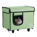 VEVOR paaugstināta apsildāma kaķu mājiņa ar sildīšanas paliktni, zaļa (S)