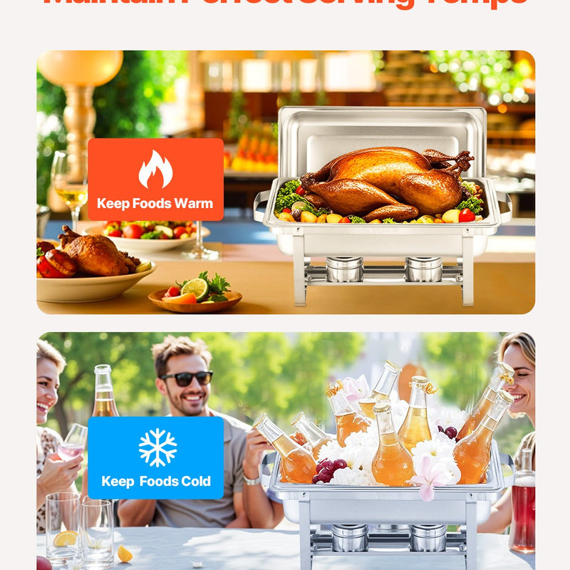 VEVOR 2 gab. 8 L taisnstūra bufetes trauku komplekts, nerūsējošais tērauds