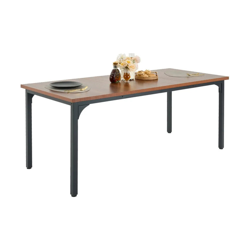 VEVOR taisnstūra ēdamgalds, 180 cm garš liels koka galds 6–8 personām, lauku stila ēdamistabas mēbele ar metāla kājām, piemērots virtuvei, viesistabai vai birojam, brūns (tikai galds)