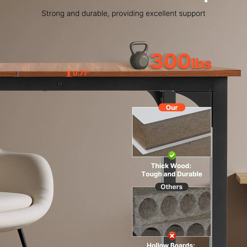 VEVOR taisnstūra ēdamgalds, 180 cm garš liels koka galds 6–8 personām, lauku stila ēdamistabas mēbele ar metāla kājām, piemērots virtuvei, viesistabai vai birojam, brūns (tikai galds)