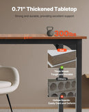 VEVOR taisnstūra ēdamgalds, 180 cm garš liels koka galds 6–8 personām, lauku stila ēdamistabas mēbele ar metāla kājām, piemērots virtuvei, viesistabai vai birojam, brūns (tikai galds)