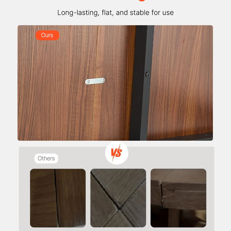 VEVOR taisnstūra ēdamgalds, 180 cm garš liels koka galds 6–8 personām, lauku stila ēdamistabas mēbele ar metāla kājām, piemērots virtuvei, viesistabai vai birojam, brūns (tikai galds)