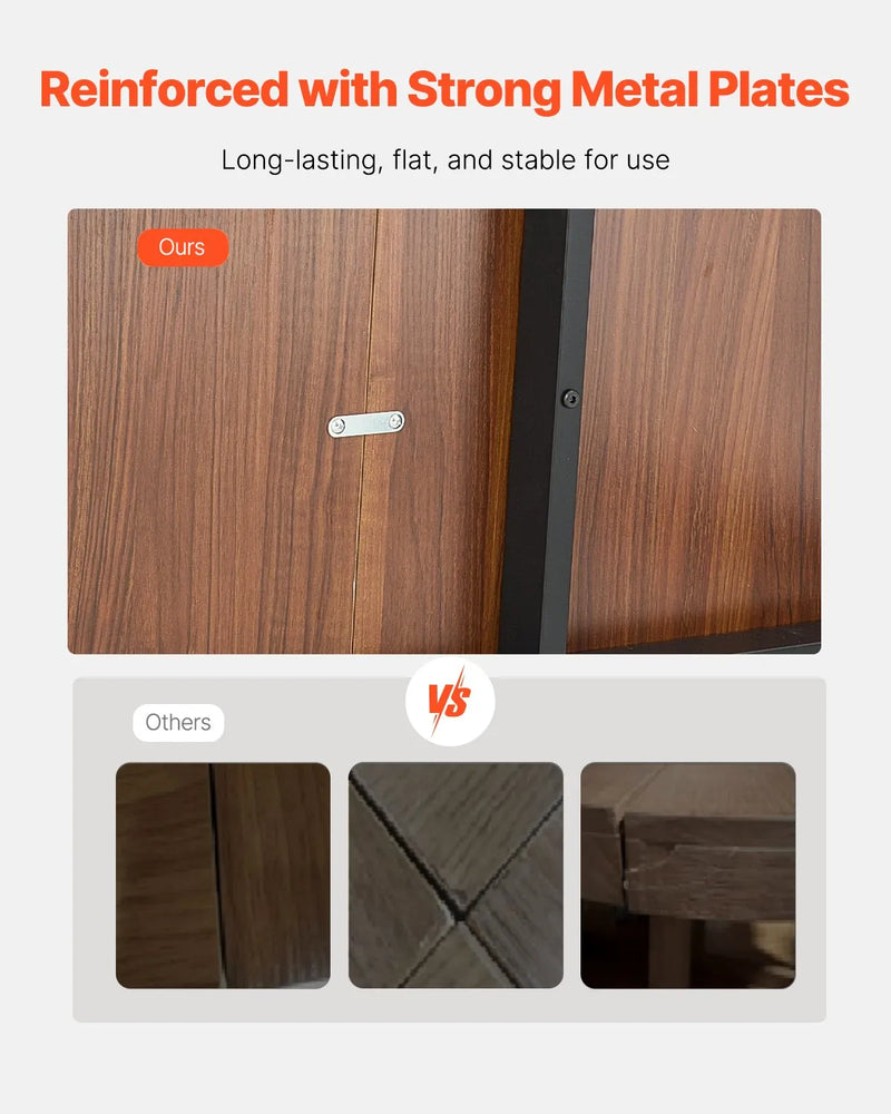VEVOR taisnstūra ēdamgalds, 180 cm garš liels koka galds 6–8 personām, lauku stila ēdamistabas mēbele ar metāla kājām, piemērots virtuvei, viesistabai vai birojam, brūns (tikai galds)