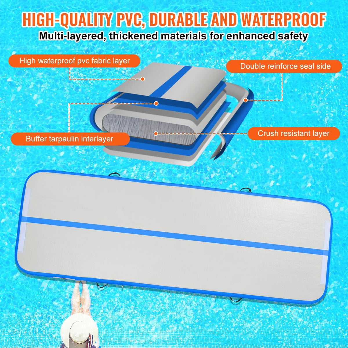 VEVOR Air Track Inflatable Gymnastics Mat 3.1 m with Electric Pump