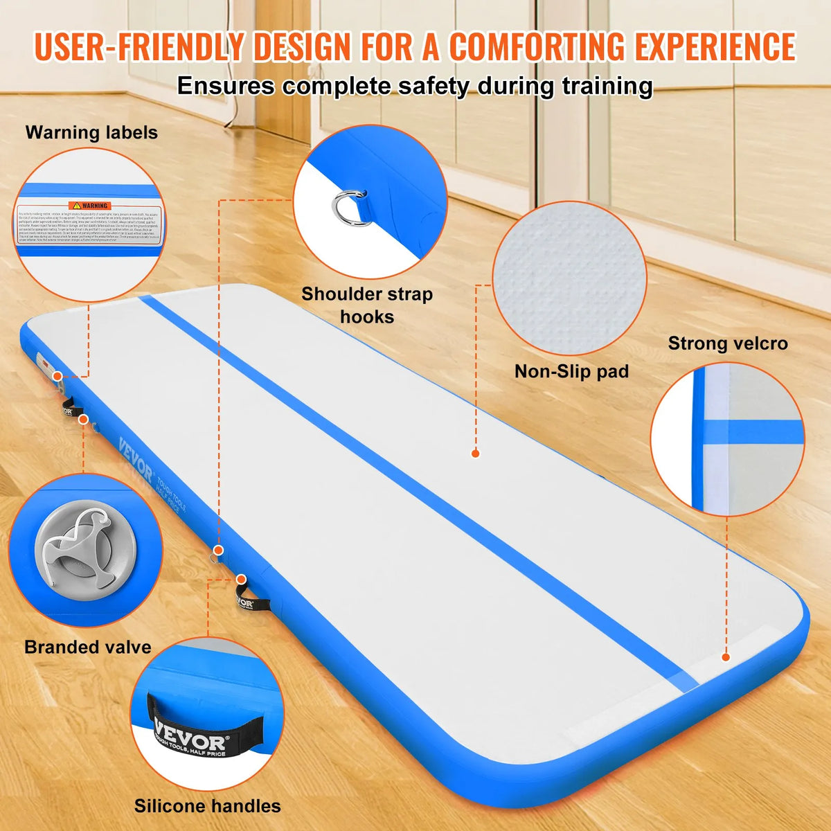 VEVOR Air Track Inflatable Gymnastics Mat 3.1 m with Electric Pump