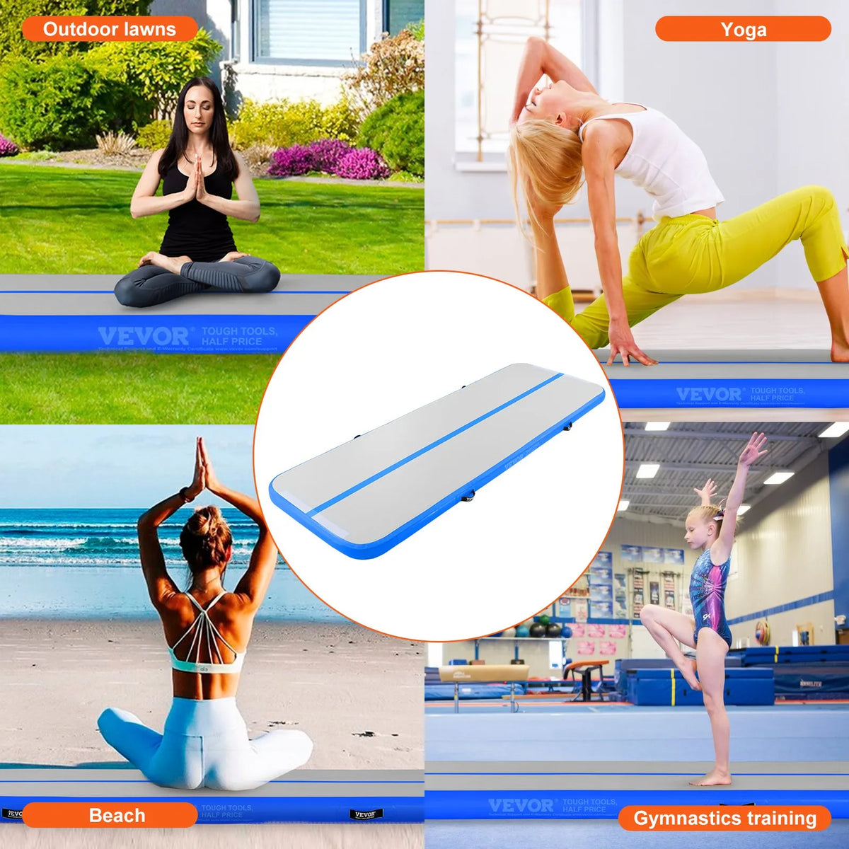 VEVOR Air Track Inflatable Gymnastics Mat 3.1 m with Electric Pump