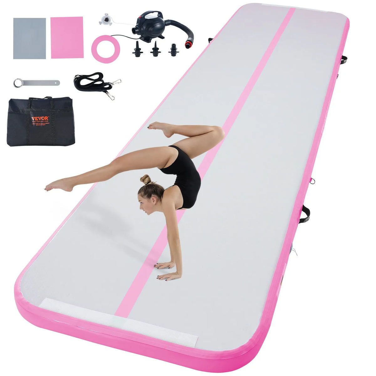 VEVOR Air Track Inflatable Gymnastics Mat 4 m with Electric Pump and Repair Kit