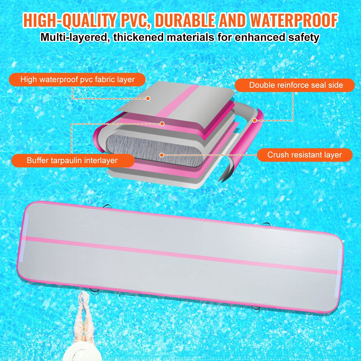 VEVOR Air Track Inflatable Gymnastics Mat 4 m with Electric Pump and Repair Kit