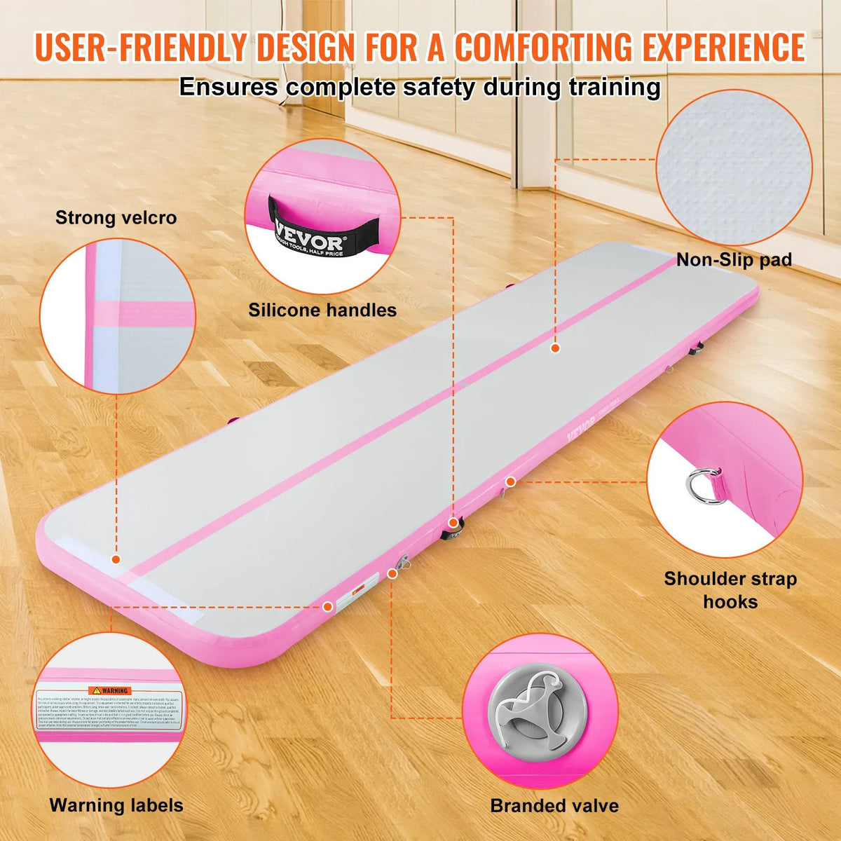VEVOR Air Track Inflatable Gymnastics Mat 4 m with Electric Pump and Repair Kit