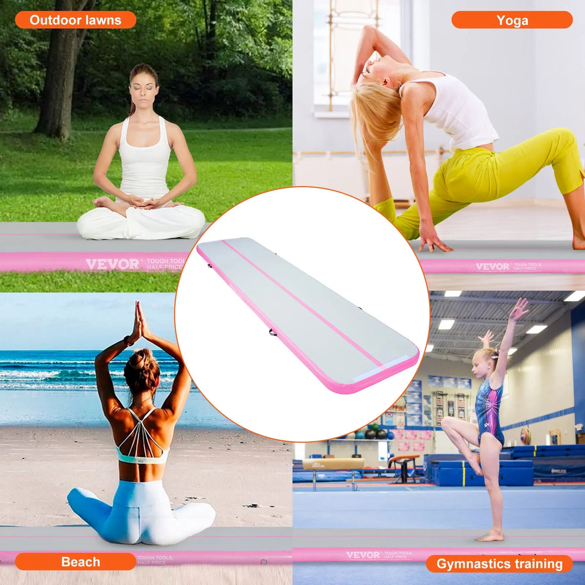 VEVOR Air Track Inflatable Gymnastics Mat 4 m with Electric Pump and Repair Kit