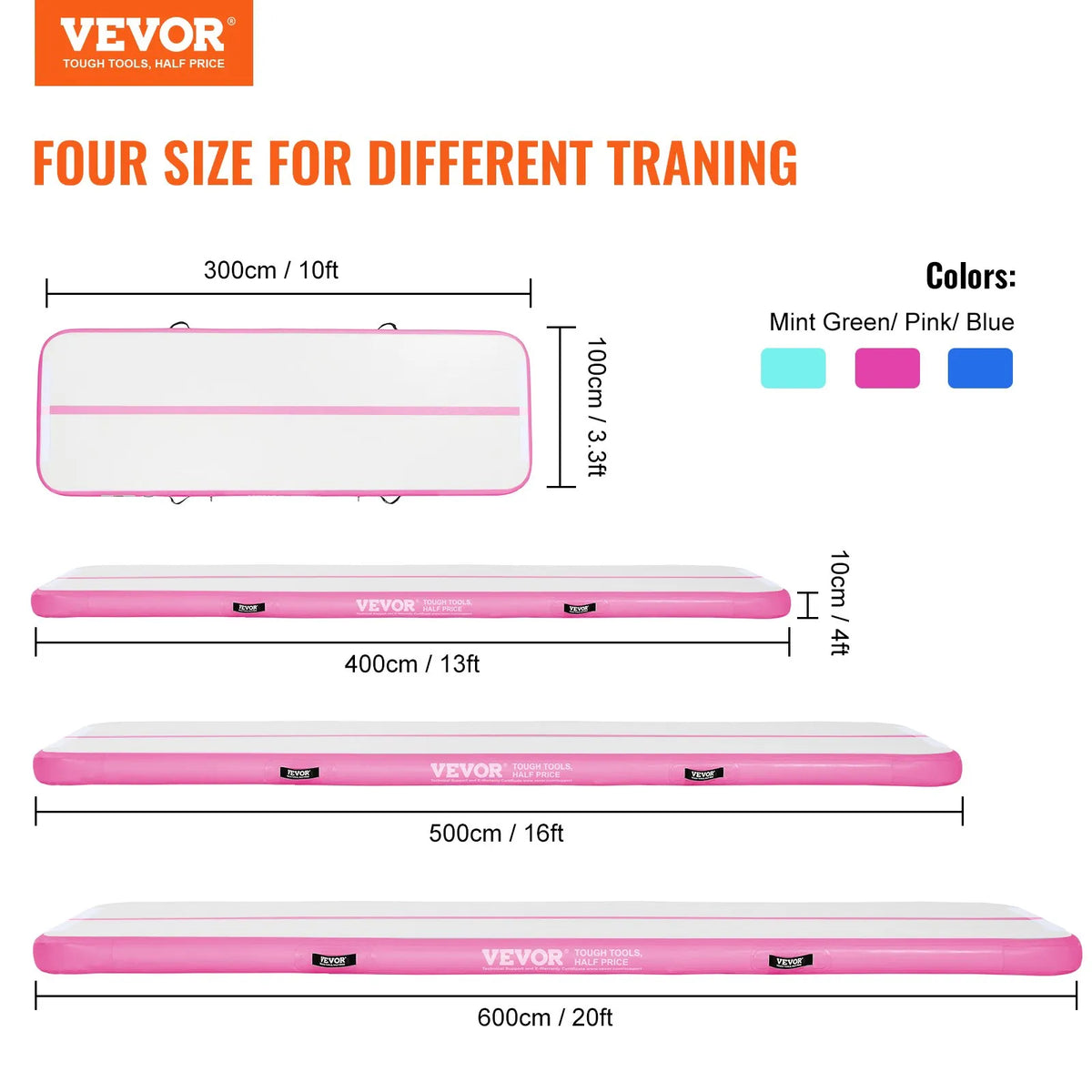 VEVOR Air Track надувная гимнастическая дорожка 4,9 м с электронасосом, улучшенные клапаны