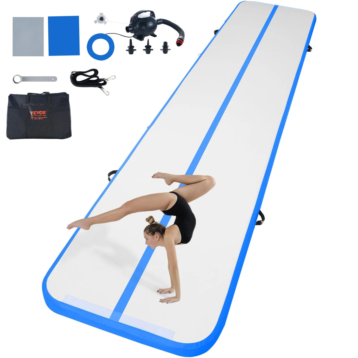 VEVOR Air Track Inflatable Gymnastics Mat 4.9 m with Electric Pump and Repair Kit