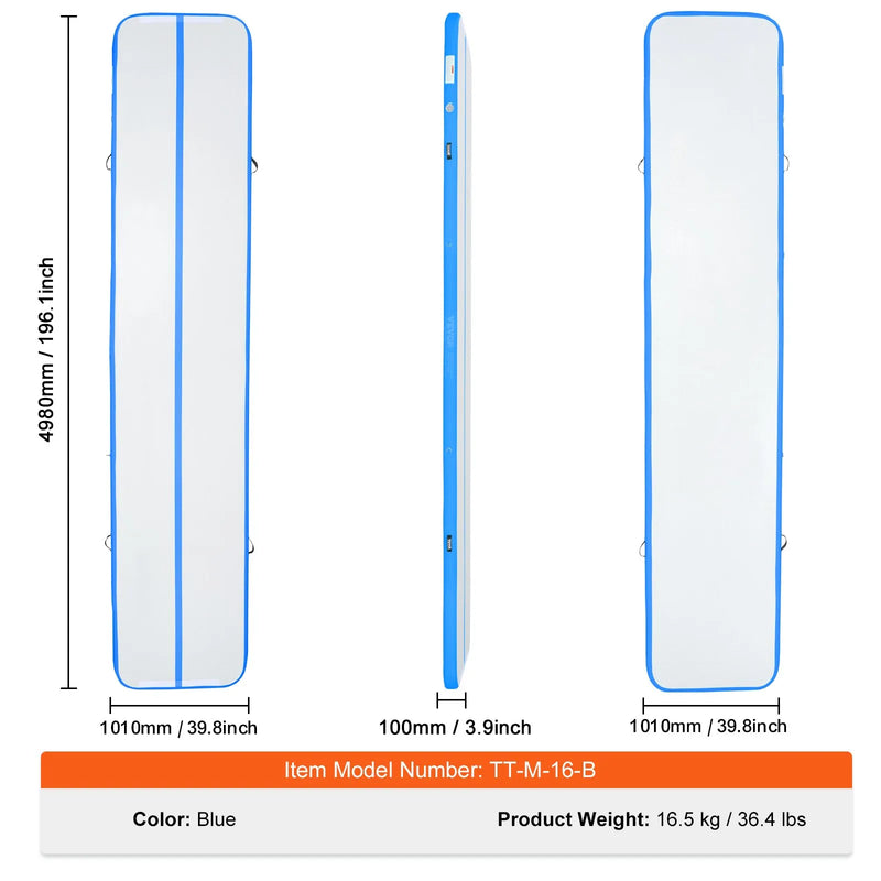 4,9 m piepūšamais Air Track treniņu celiņš vingrošanai ar pumpi