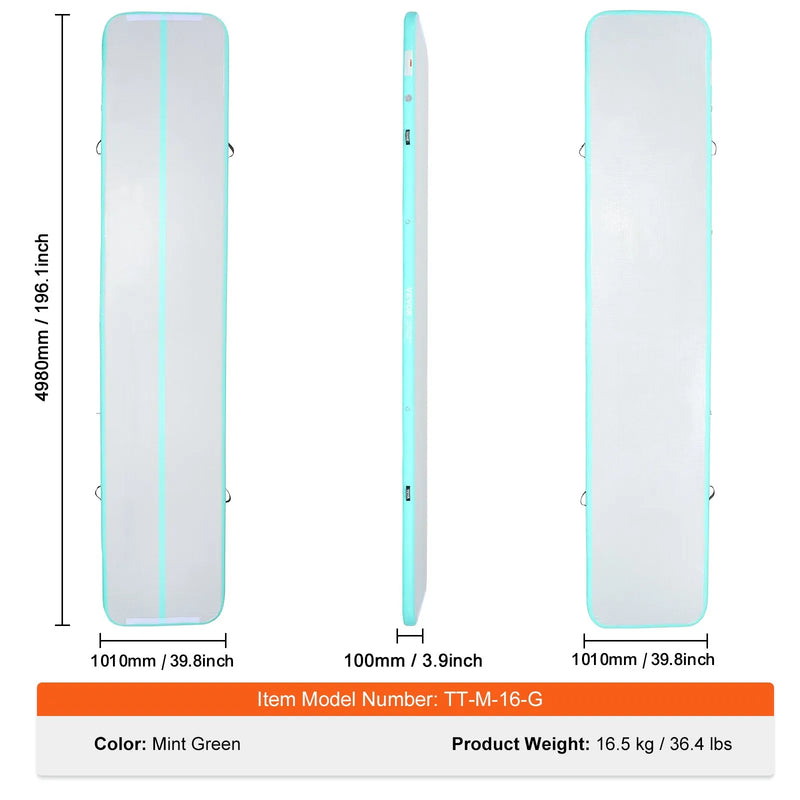 4,9 m piepūšamais Air Track treniņu celiņš vingrošanai ar pumpi