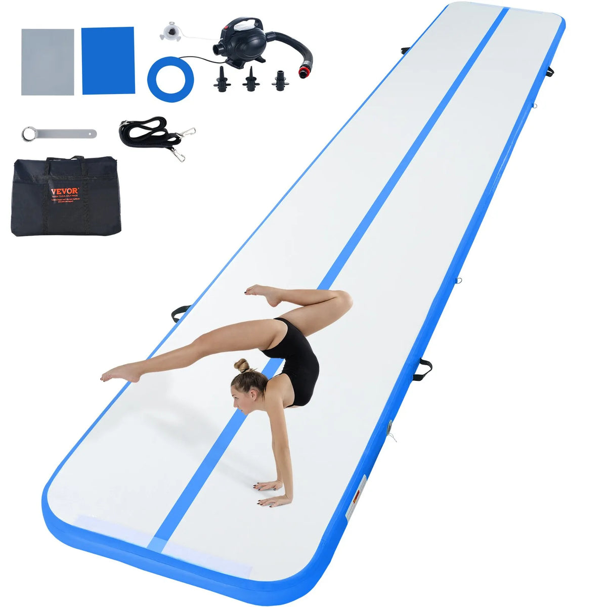 VEVOR Air Track Inflatable Gymnastics Mat 6.1 m with Electric Pump and Repair Kit
