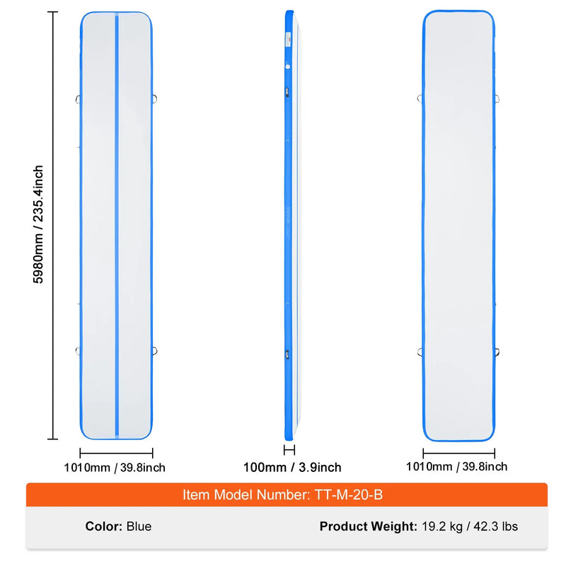 6,1 m piepūšamais Air Track treniņu celiņš vingrošanai ar pumpi
