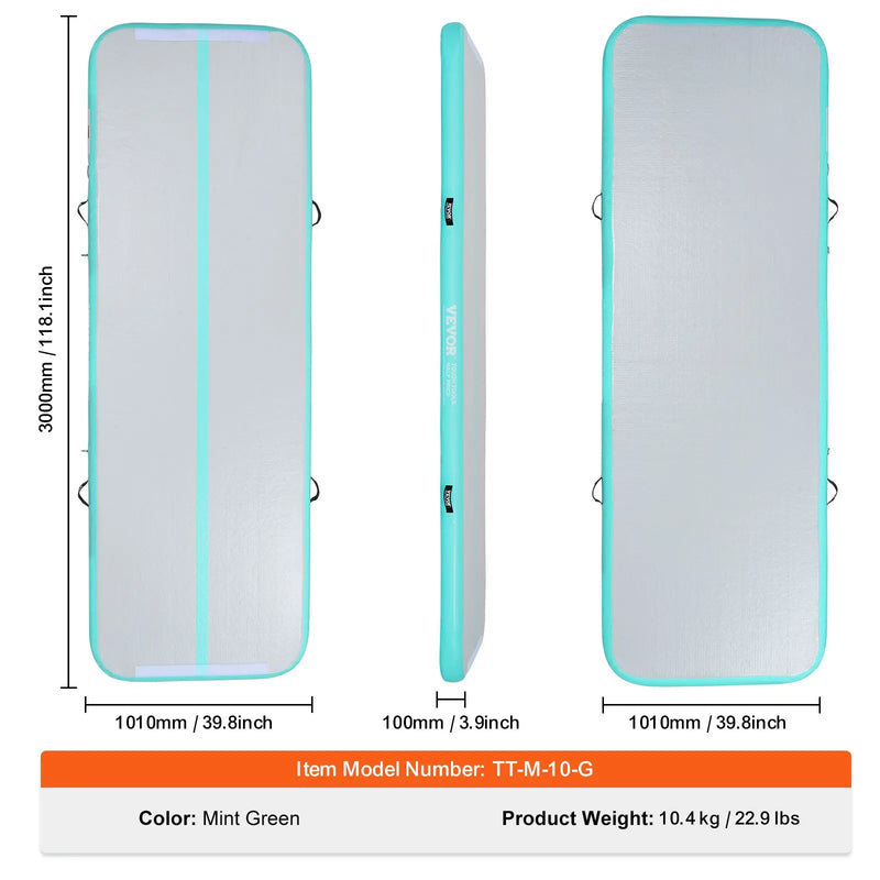 3 m piepūšamais Air Track treniņu celiņš vingrošanai ar pumpi