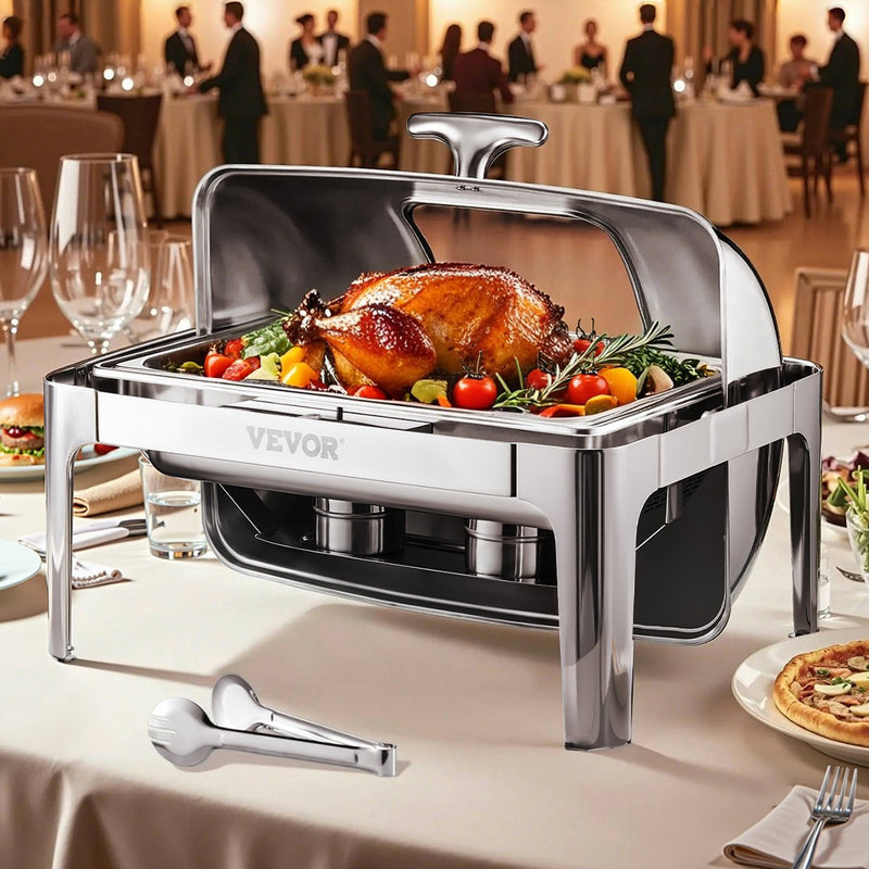 Taisnstūrveida ēdienu sildītājs ar vāku, 8,5 L, 1 gb, ar 2 puslielām pannām