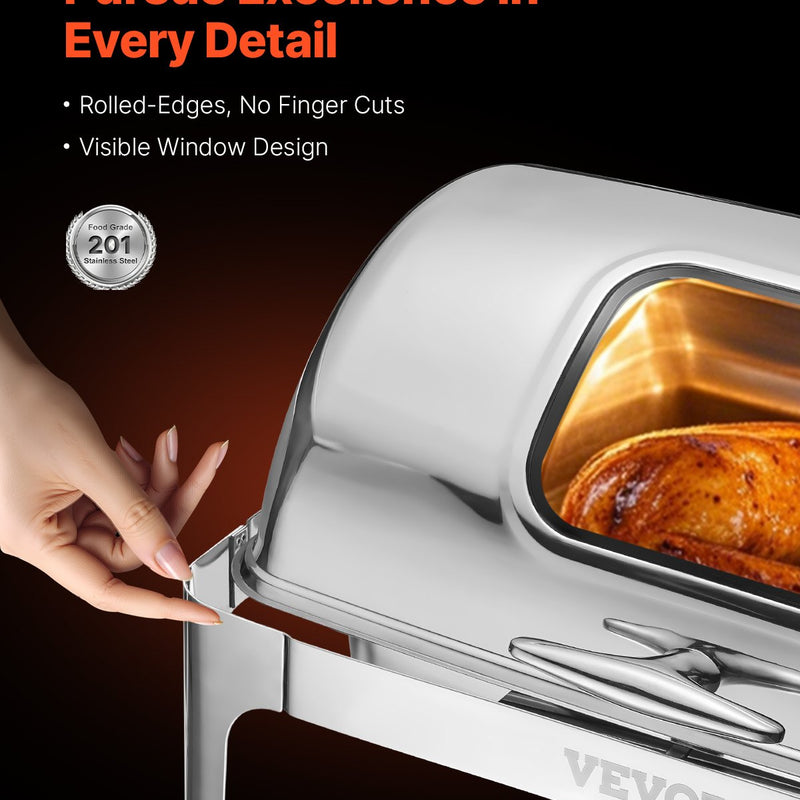 Taisnstūrveida ēdienu sildītājs ar vāku, 8,5 L, 1 gb, ar 2 puslielām pannām