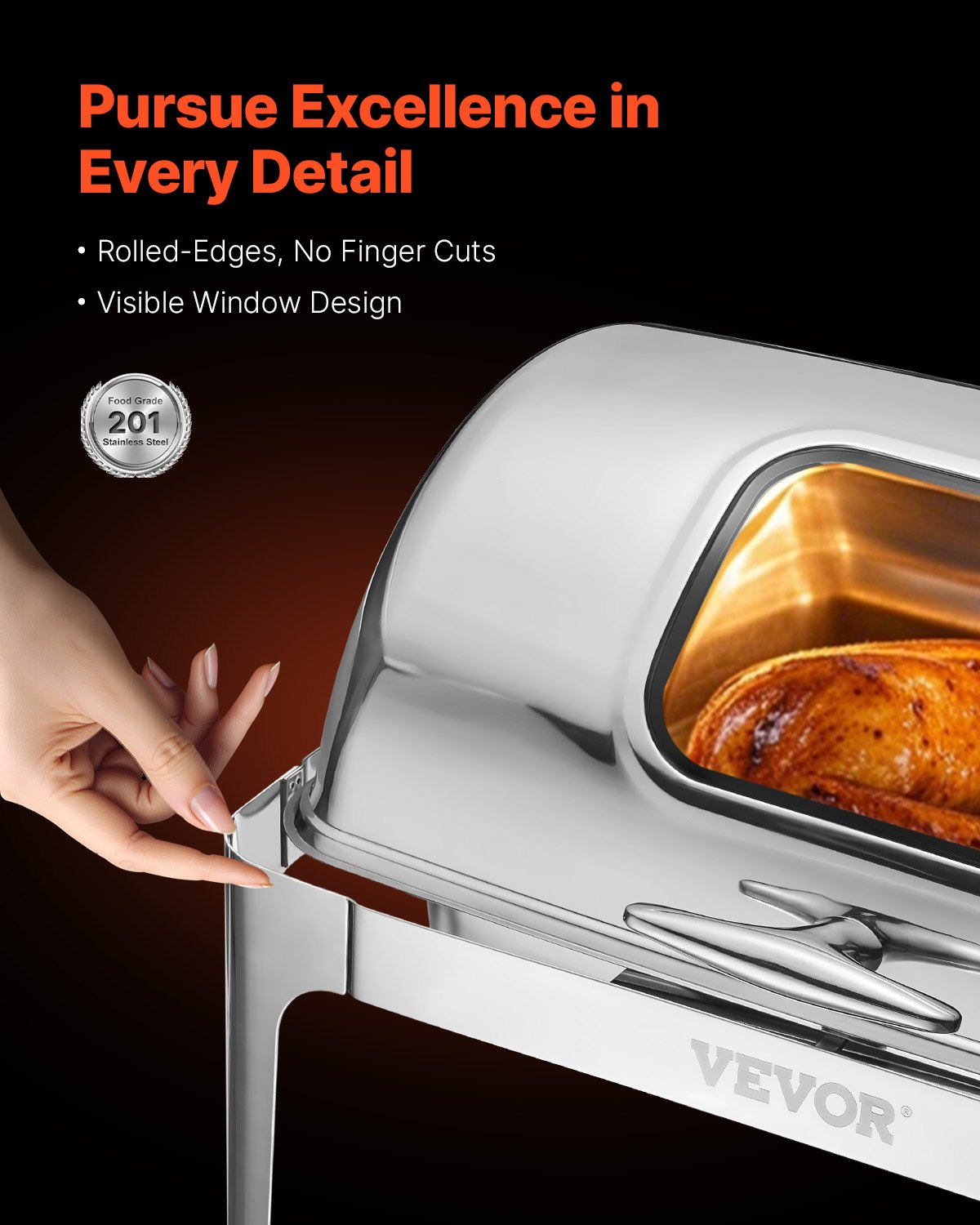 VEVOR Buffet Food Warmer 8.5 l with Lid and 2 Half-Size GN Pans, Rectangular