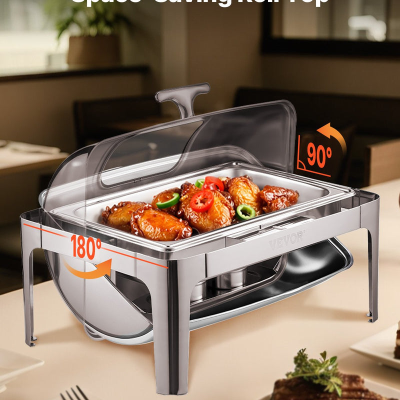 Taisnstūrveida ēdienu sildītājs ar vāku, 8,5 L, 1 gb, ar 2 puslielām pannām