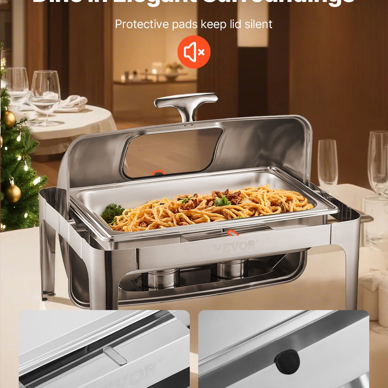 Taisnstūrveida ēdienu sildītājs ar vāku, 8,5 L, 1 gb, ar 2 puslielām pannām