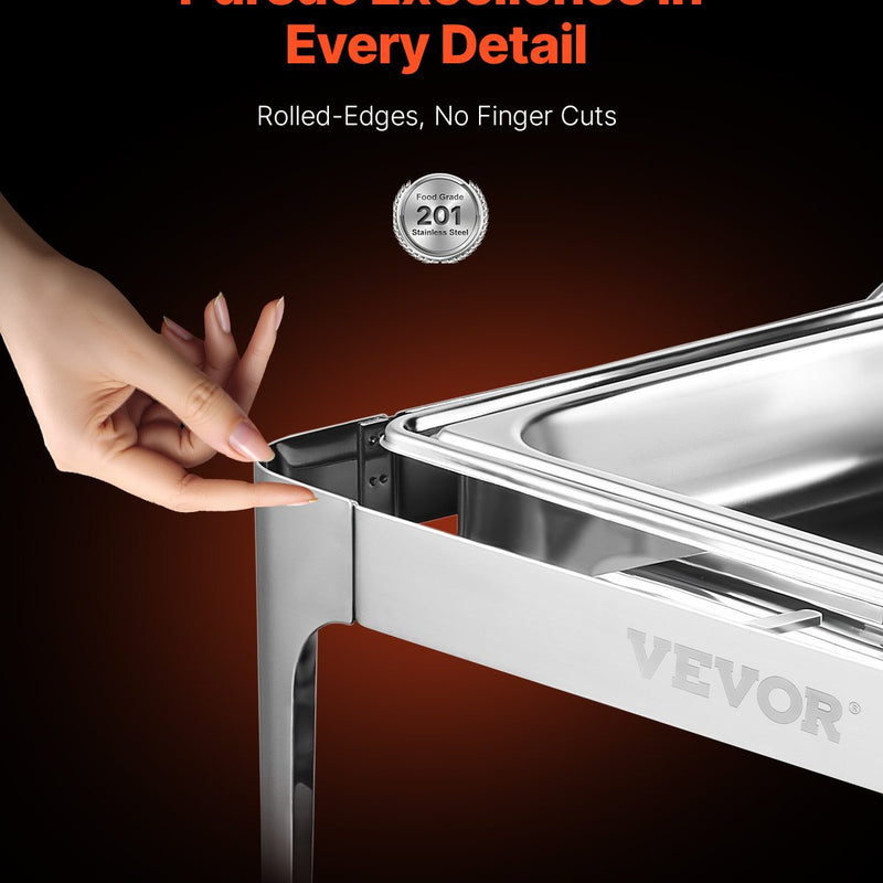 VEVOR 9 litru taisnstūra Sildtrauku komplekts ar pilna izmēra pannu, nerūsējošais tērauds