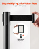 VEVOR barjeras stabi 8 gab., rindas organizēšanas sistēma ar 8 izvelkamām lentēm un 2 zīmju turētājiem, oglekļa tērauda stabi ar smiltīm pildāmu pamatni, pasākumiem, kāzām un izstādēm