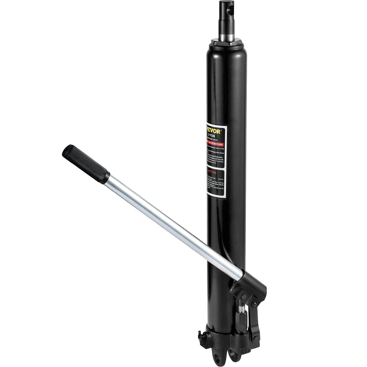 VEVOR Hydraulic Long Frame Jack, 3 t Lifting Capacity, with Single-Acting Pump and Clevis Base, Manual Floor Jack with Handle, Suitable for Garage/Workshop Cranes, Engine Lifting, Black