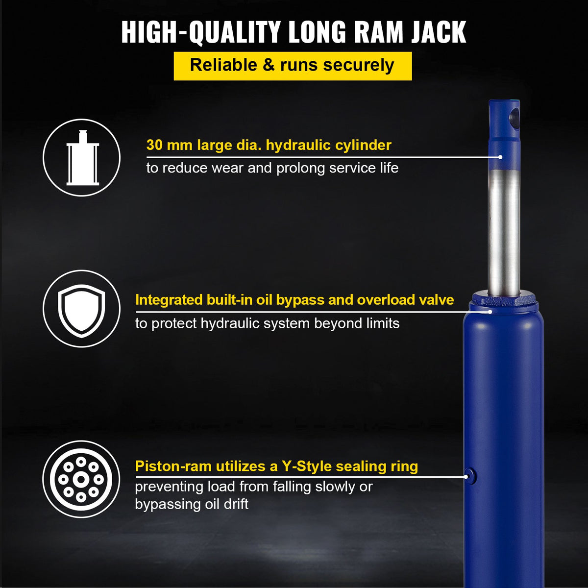 VEVOR Hydraulic Long Jack, 8 t Lifting Capacity, with Single-Acting Pump and Hook Base, Manual Trolley Jack with Handle, Suitable for Garages/Workshops, Engine Lifting, Blue