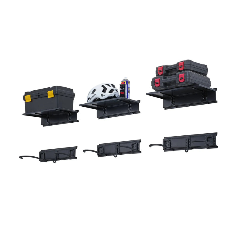 Pie sienas stiprināms veloturētājs ar 3 plauktiem 6 velosipēdiem