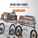 Pie sienas stiprināms veloturētājs ar 2 plauktiem 4 velosipēdiem