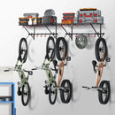 Pie sienas stiprināms veloturētājs ar 2 plauktiem 4 velosipēdiem