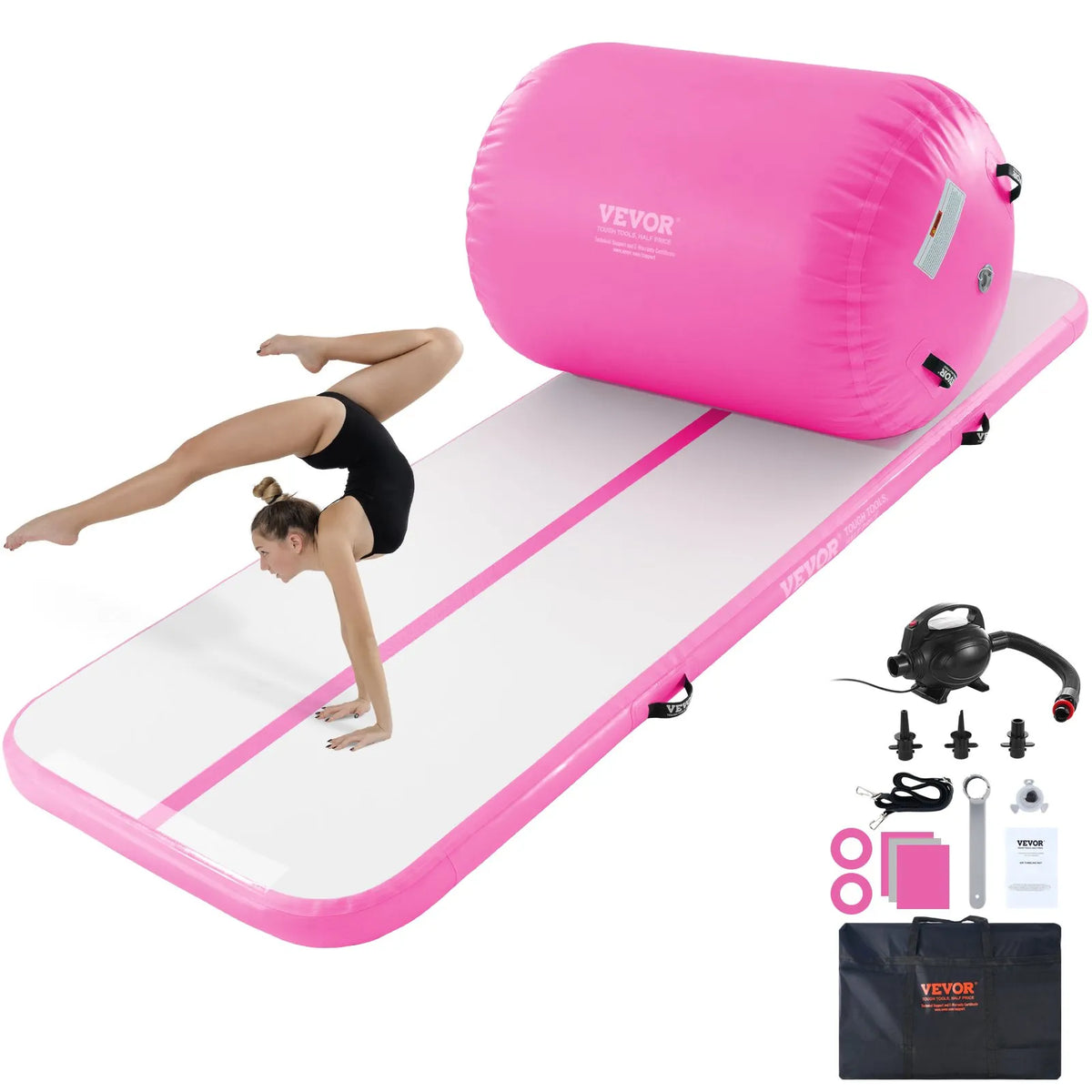 VEVOR Air Track Set 2 pcs – Inflatable Mat and Gymnastics Roller with Pump