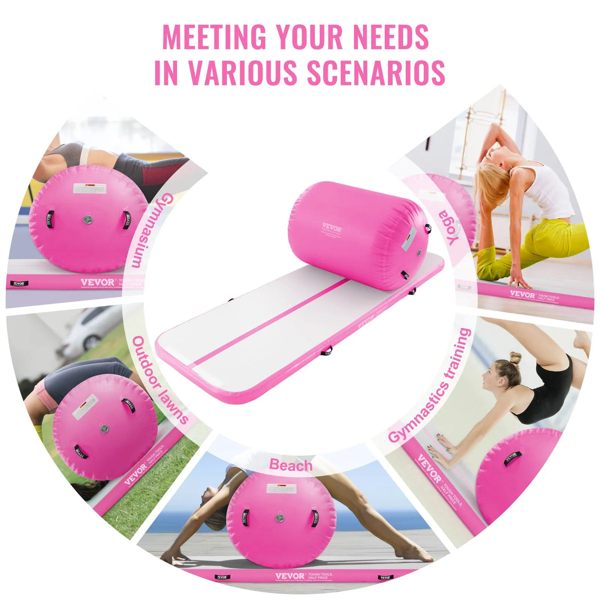 VEVOR Air Track Set 2 pcs – Inflatable Mat and Gymnastics Roller with Pump