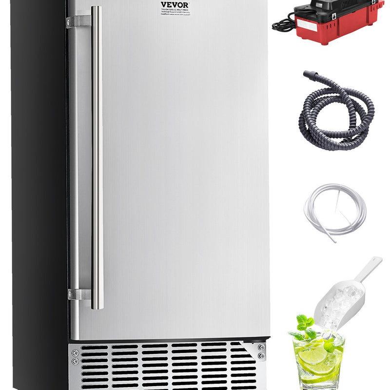 VEVOR Zem letes ledus pagatavotājs 36 kg/dienā, ar noteces sūkni, apgriežamām durvīm