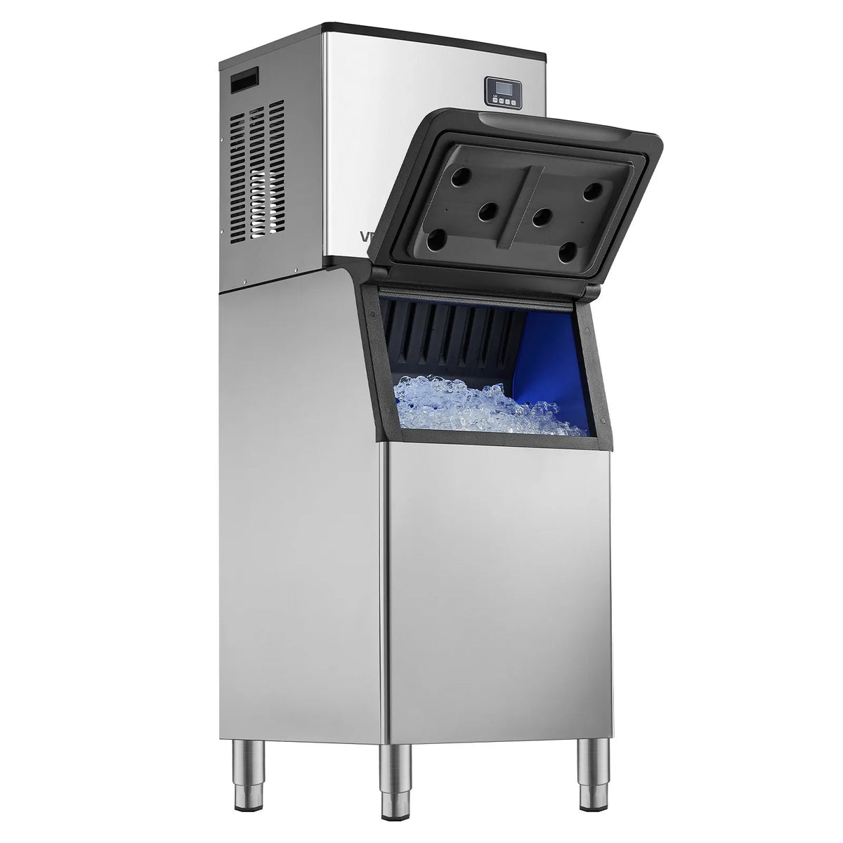 VEVOR Commercial Ice Maker 181.4 kg/24 h with 136 kg Storage Bin, Self-Cleaning and Touch Screen, Stainless Steel