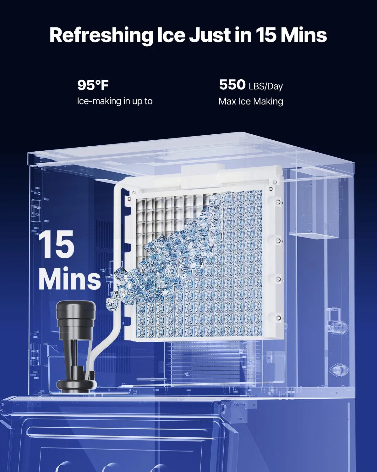 VEVOR Commercial Ice Maker 249.5 kg/24 h with 136 kg Storage Bin, Self-Cleaning, Touch Screen